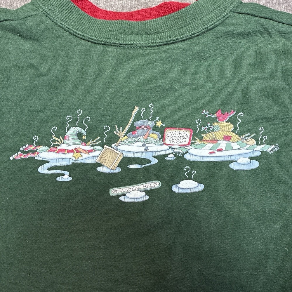 VINTAGE MORNING SUN Snowman Sweatshirt Medium Granny Cabincore‎ 90s 80s Peaceful - Picture 6 of 9
